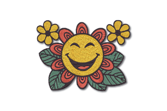 Flower with Happy Face: A Delightful Embroidery Design for Personalized Gifts