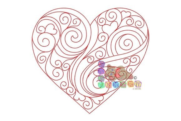 Redwork Heart in 3 Sizes